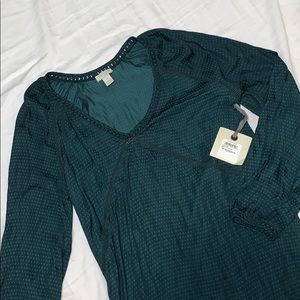 Hinge - green ponderosa long sleeve mini dress